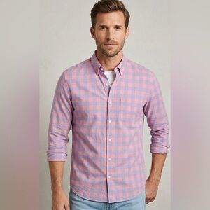 Bonobos Gingham Plaid Slim Fit Long Sleeve Button Down Shirt Mens Size XL